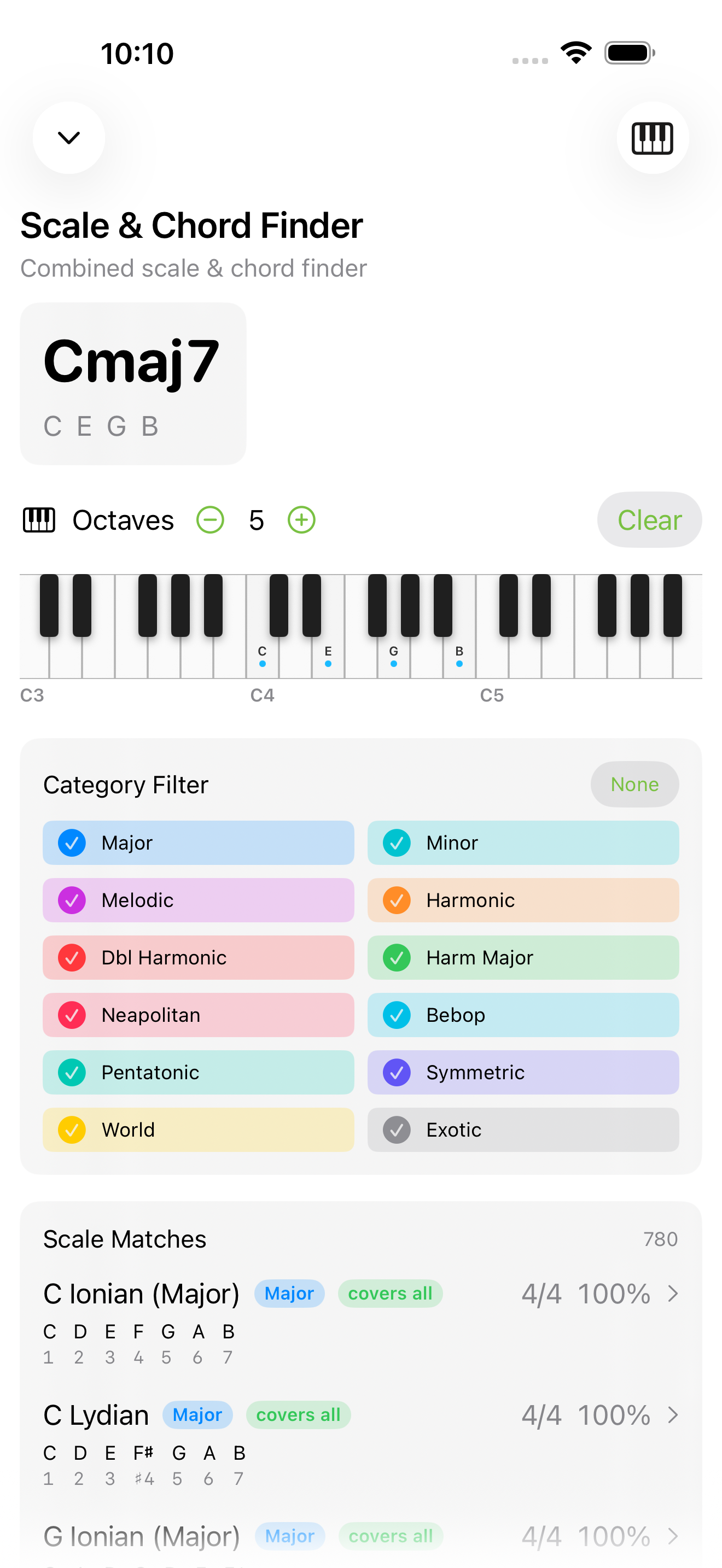 Chord detail view on iPhone